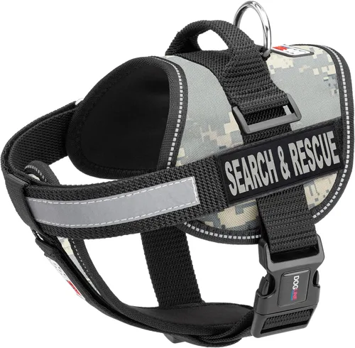 Vista 11 de Dogline Unimax - Arnés multiusos para perros y 2 parches extraíbles de búsqueda y rescate, pequeño, color negro