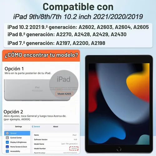 Vista 2 de BMOUO Funda para iPad de 9ª/8ª/7ª generación de 10.2", a prueba de golpes con soporte giratorio de 360°, correa de hombro y mano, funda para iPad