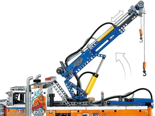 Vista 7 de Lego 42128 Technic - Camión de remolque resistente con grúa de juguete para niños y niñas con funciones mecánicas, juego de construcción de modelos