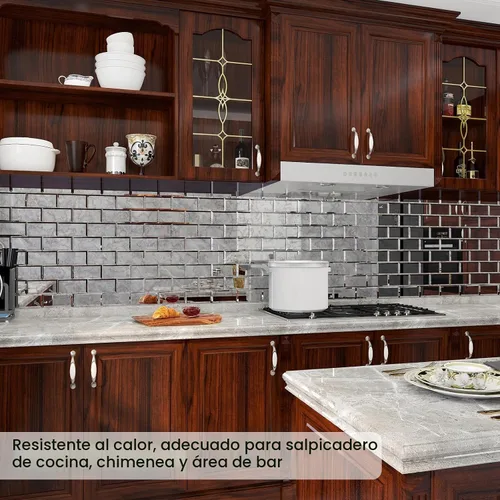 Vista 7 de Azulejos de Espejo Antiguo Biselado Autoadhesivos Estilo Metro de 3 x 6 Pulgadas para Salpicaduras de Cocina y Pared del Baño (40 Piezas)