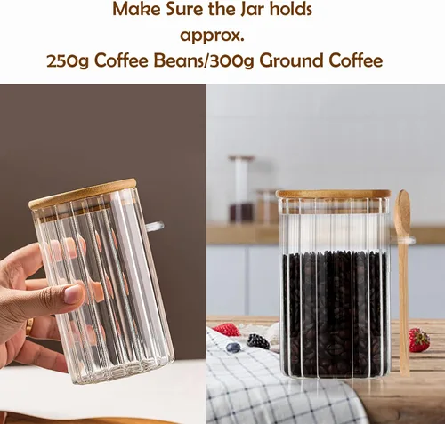 Vista 4 de Steviieden tarro de vidrio de 710 ml hermético con tapas de bambú contenedor de avena nocturna para decoración de barra de café tarro