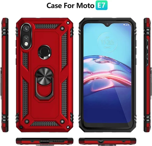 Vista 2 de Funda compatible con Moto E 2020, con protector de pantalla HD, [grado militar], soporte para automóvil, soporte híbrido de policarbonato duro, TPU
