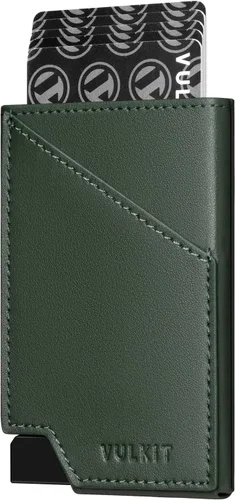 Vista 16 de VULKIT Cartera de tarjetas desplegable con bloqueo RFID, funda delgada de aluminio para tarjetas bancarias con bolsillo para dinero de negocios