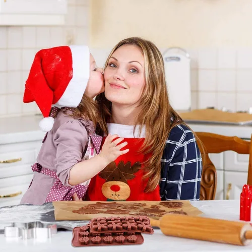 Vista 6 de Molde de silicona para chocolate con forma de bastón de jengibre para hombre, 2 unidades-12 cavidades, molde de silicona de Navidad para hornear