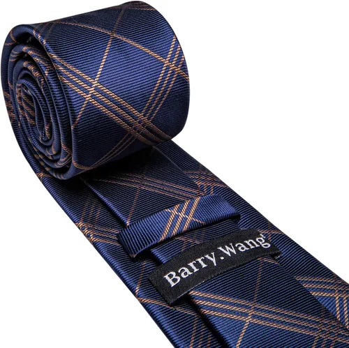 Vista 195 de Barry.Wang Juego de corbatas para hombre, corbata de seda a rayas, tejido a cuadros, gemelos formales, negocios, boda