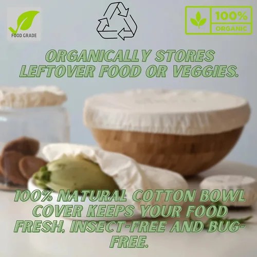 Vista 4 de Reusable Bowl Covers for Sourdough Bread Proofing,100% Cotton Elastic Set of 6 in Varying Sizes Easily Fit Your Bowls 4" to 13" - Durable Fabric