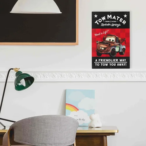 Vista 5 de Cartel de metal Disney Pixar Cars Tow Mater - Lindo cartel de Tow Mater - ¡Una forma más amigable de llevarte lejos!