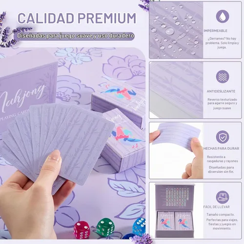 Vista 4 de Soulchen Juego de 168 piezas de PVC American Mahjong Card,Blossom,Lavender Lavanda