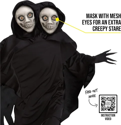 Vista 2 de Morph Disfraz de ghoul para adulto, disfraz de tomador de almas para adulto, disfraz de la parca para hombres adultos, dementor, disfraces de miedo