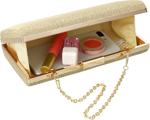 Vista 6 de Rucavono - Monederos de mano para mujer, bolsos de mano dorados, bolsos de noche, bolsos clásicos de boda, fiesta, novia, baile de graduación, bolso