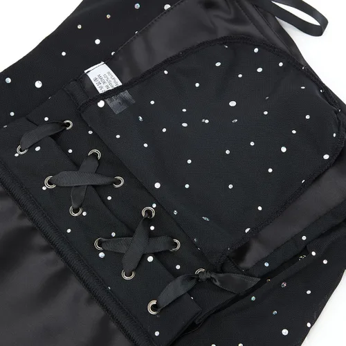 Vista 7 de Strapless Corset Top for Women Lace Up Bustier Clubwear Going Out Negro