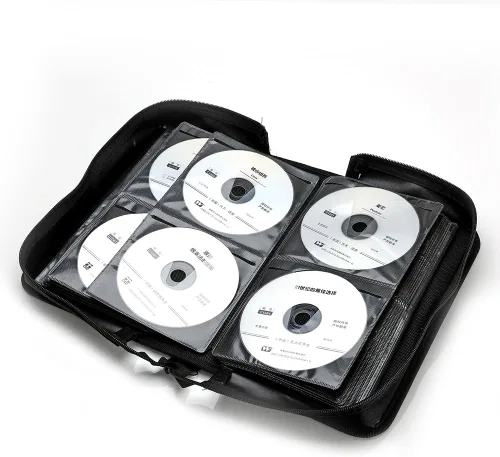 Vista 2 de CCidea Funda para CD y DVD, capacidad de 128 fundas de DVD, organizador de plástico para CD, cartera portátil para viajes en casa (negro)