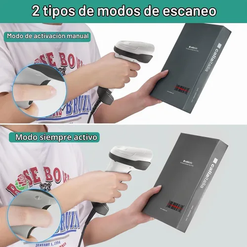 Vista 5 de Escáner de código de barras, 1D CCD lector de código de barras de mano USB conexión con cable escáneres de código de barras para tienda supermercado