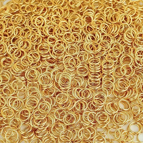 Vista 8 de 500 piezas de anillos de salto de acero inoxidable de 5 mm, calibre 21, chapados en oro, anillos O de metal, conectores de un solo bucle cerrados