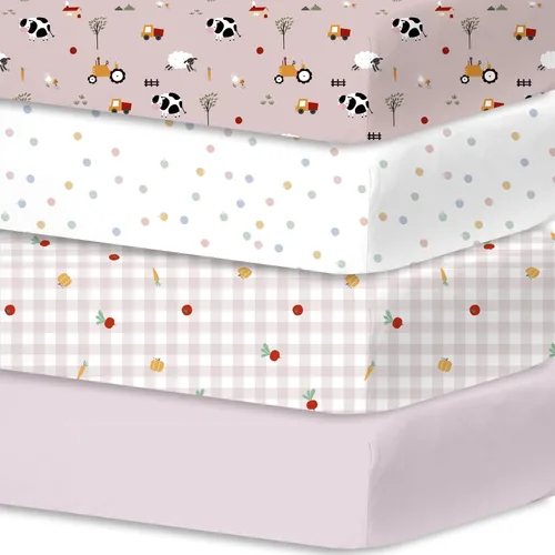 Vista 8 de Sábanas ajustadas para cuna para bebés niños 3 Pack, juego de sábanas de cuna de microfibra extra suave de 28" x 52" para colchón de cuna de bebé