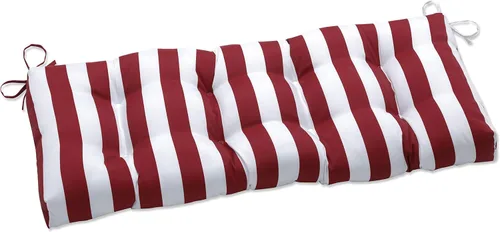 Vista 22 de Pillow Perfect - Cojín capitoné a rayas, resistente a la intemperie y la decoloración, para sofá de mimbre/columpio de exterior, bordes cuadrados