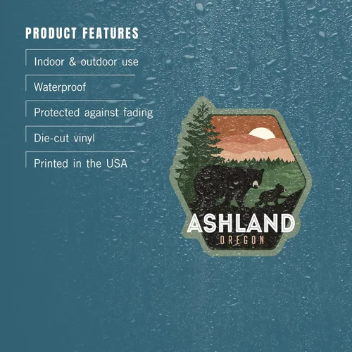 Vista 4 de Adhesivo troquelado Ashland, Oregon, familia de osos vectores, calcomanía de vinilo de 1 a 3 pulgadas