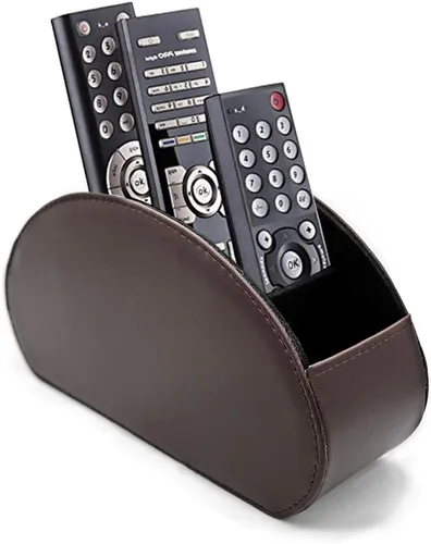 Vista 16 de Organizador de control remoto de piel con 5 compartimentos espaciosos