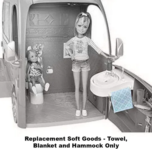 Vista 2 de Barbie Piezas de repuesto Pop-Up Camper Playset - CJT42 ~ Repuesto Soft Goods - Toalla, Manta y Hamaca