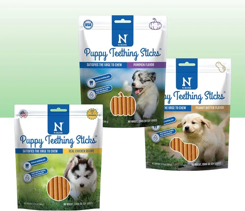 Vista 30 de N-Bone Anillos de dentición para cachorros, sabor a mantequilla de maní, masticables naturales para la dentición y golosinas para masticar, ayuda a