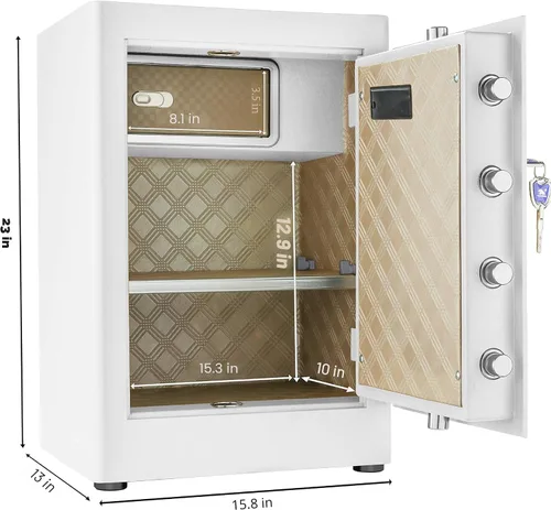 Vista 6 de TIGERKING Caja fuerte para el hogar con bloqueo digital de pantalla táctil Blanco