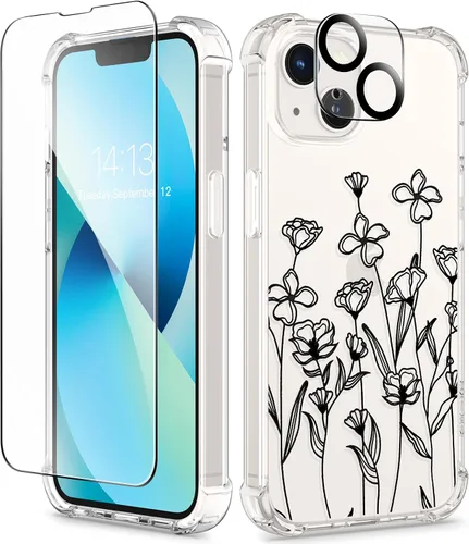 Vista 166 de GVIEWIN - Funda para iPhone 11 con protector de pantalla + protector de lente de cámara, cubierta protectora transparente suave de poliuretano