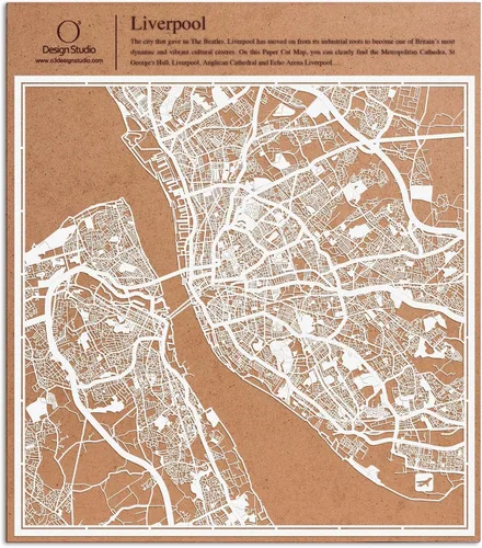 Vista 103 de O3 Design Studio Aberdeen - Mapa de papel cortado en papel blanco de 12 x 12 pulgadas