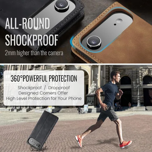 Vista 5 de QLTYPRI Para iPhone Air Case Wallet Con Tarjetero, Vintage PU Cuero Kickstand Cierre Magnético A Prueba De Golpes Folio Libro Funda Para IPhone 17