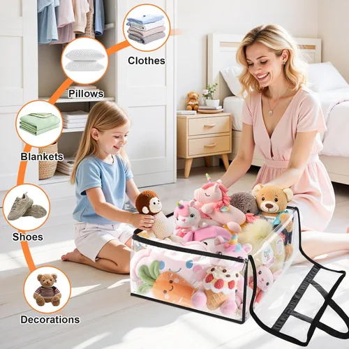 Vista 7 de SpaceTrove Bolsas de almacenamiento transparentes, paquete de 4 contenedores organizadores de almacenamiento debajo de la cama y armario, bolsas