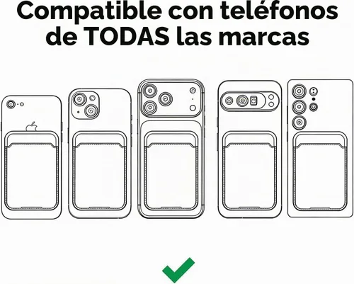 Vista 2 de oakxco Cartera de teléfono adherente, soporte seguro de silicona para tarjetas de teléfono, funda de bolsillo adhesiva para tarjetas de Beige