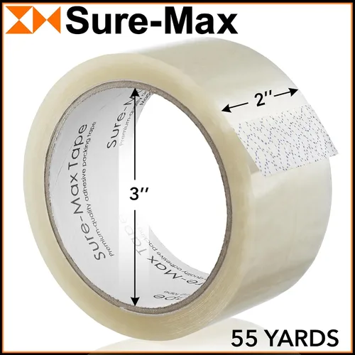 Vista 3 de Sure-Max Cinta de embalaje de cartón premium de 2.0 mil 165 pies (55 yardas), transparente, 6 rollos