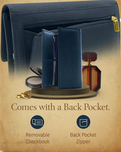 Vista 4 de Access Denied Billeteras RFID de triple pliegue para mujer Cartera de gran capacidad para mujer, bolsa organizadora de cuero con cubierta
