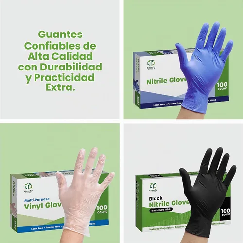 Vista 7 de Comfy Package Guantes de plástico desechables de mezcla de vinilo sintético no estériles, sin polvo ni látex