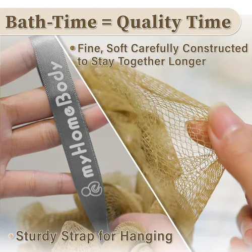 Vista 3 de myHomeBody Esponja de lufa de 2.16 onzas, exfoliante corporal, esponja de baño, esponja para mujeres, hombres, esponja exfoliante para ducha
