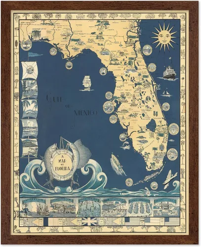 Vista 16 de Poster Master Póster retro de viaje con mapa monumental vintage de Florencia, arte italiano, gran regalo para hombres, mujeres, amantes