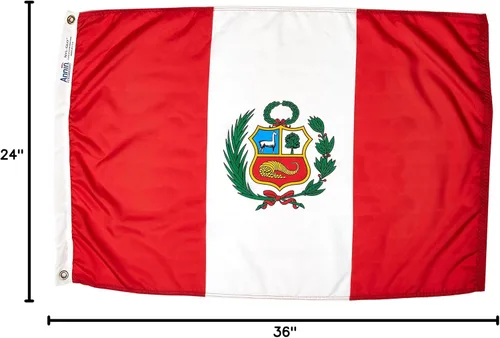 Vista 4 de Annin Flagmakers Bandera de Perú fabricada en Estados Unidos según las especificaciones oficiales de diseño de las Naciones Unidas, 2 x 3 pies