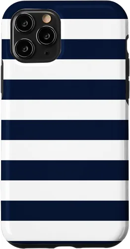 Vista 29 de Azul marino blanco rayas geométricas femeninas rayas preppy rayas caso para iPhone 17