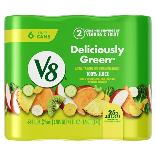 Vista 7 de V8 Deliciosamente verde 100% jugo de frutas y verduras, lata de 8 onzas líquidas (paquete de 6)