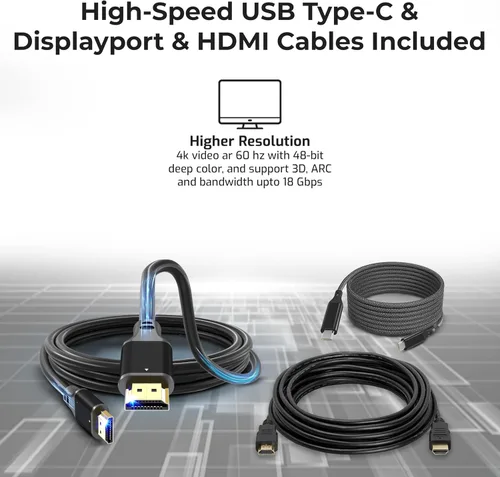 Vista 3 de Dell WD19TBS - Estación de carga Thunderbolt con adaptador de alimentación de CA de 180 W (entrega de potencia de 130 W) + cable HDMI + cable
