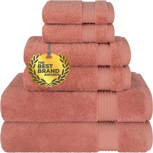 Vista 89 de Cotton Paradise Juego de 6 toallas, 100% algodón suave y absorbente turco para baño, 2 toallas de baño, 2 toallas de mano, 2 toallitas, juego