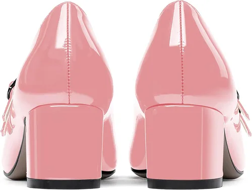 Vista 4 de WAYDERNS Mary Jane - Zapatos de tacón bajo y grueso con correa ajustable para mujer, 2 pulgadas