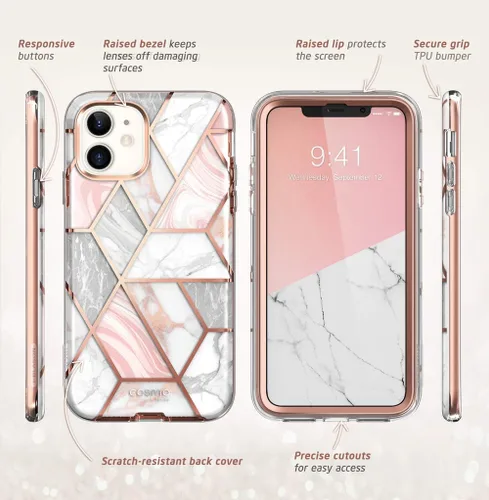 Vista 6 de i-Blason Cosmo Series - Funda para iPhone 12 / iPhone 12 Pro 5G de 6.1 pulgadas (versión 2020), funda protectora delgada de cuerpo completo