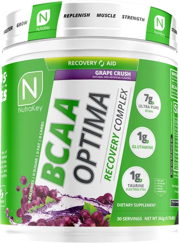 Vista 5 de NutraKey BCAA Optima - Complejo de recuperación post entrenamiento, sin azúcar, sin carbohidratos, ayuda de recuperación, frambuesa azul Complejo