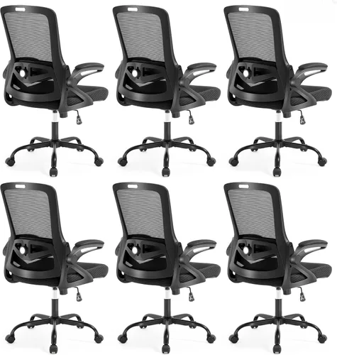 Vista 16 de Silla de Oficina Ergonómica, Silla de Escritorio con Soporte Lumbar Ajustable, Sillas de Computadora Cómodas de Malla Transpirable con Reposabrazos