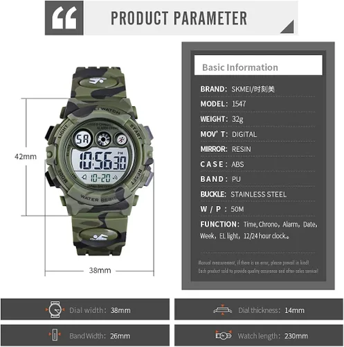 Vista 7 de CakCity Kids Watches Digital Sport Watches for Boys Girls Outdoor Waterproof Watches with Alarm Stopwatch Military Child Wrist Watch Ages 5-10