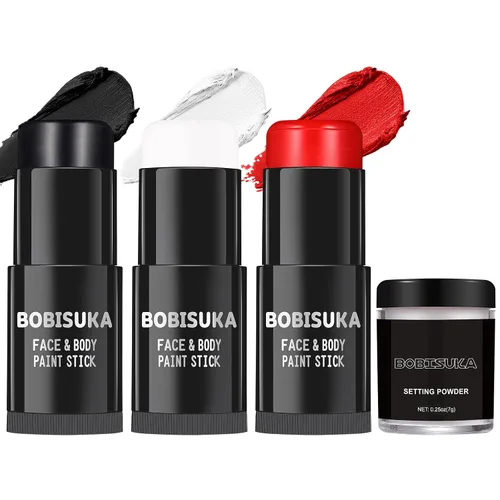 Vista 17 de BOBISUKA Barra de pintura negra para la cara y el cuerpo, palitos negros para deportes, béisbol, softbol, fútbol, kit de pintura negra