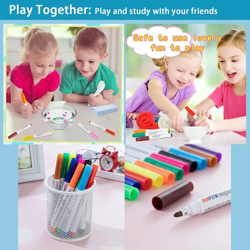 Vista 5 de IRWPITW Paquete de Bolígrafos de Dibujo Mágicos, 8 Colores de Bolígrafos de Pintura Mágica con Agua para Niños, Los Niños Crean Conjunto de Dibujos