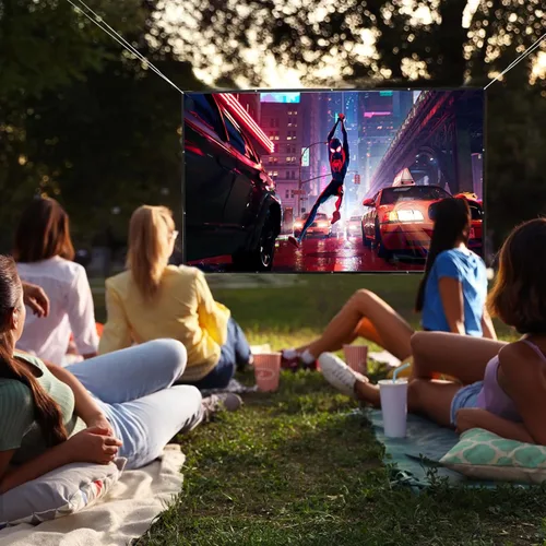 Vista 7 de KAMUNING Pantalla de proyector ALR gris de 120 pulgadas, pantalla de proyector de película 4K, mini pantalla de cine en casa HD 16:9, adecuada