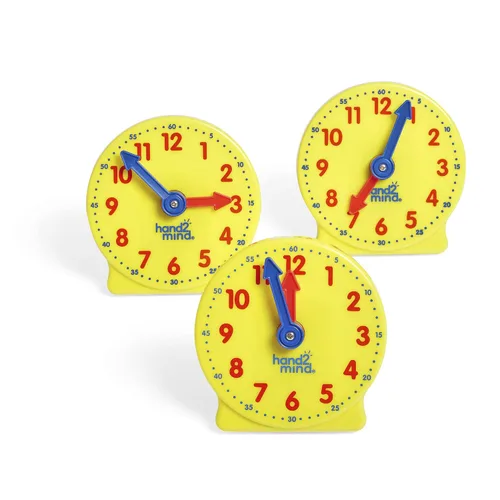 Vista 8 de hand2mind Juego de mini reloj con engranaje para el aula, decir la hora, relojes de enseñanza, aprender a decir la hora para niños, reloj analógico