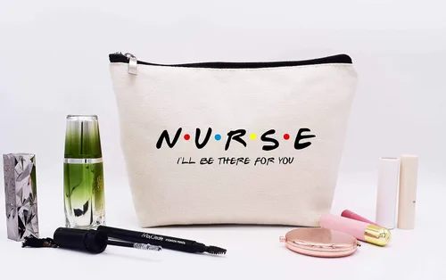 Vista 6 de LIBIHUA Bolsa de maquillaje Bolsa de cosméticos Bolsa de viaje, Enfermera estaré ahí para ti, 331-enfermera estaré ahí para ti